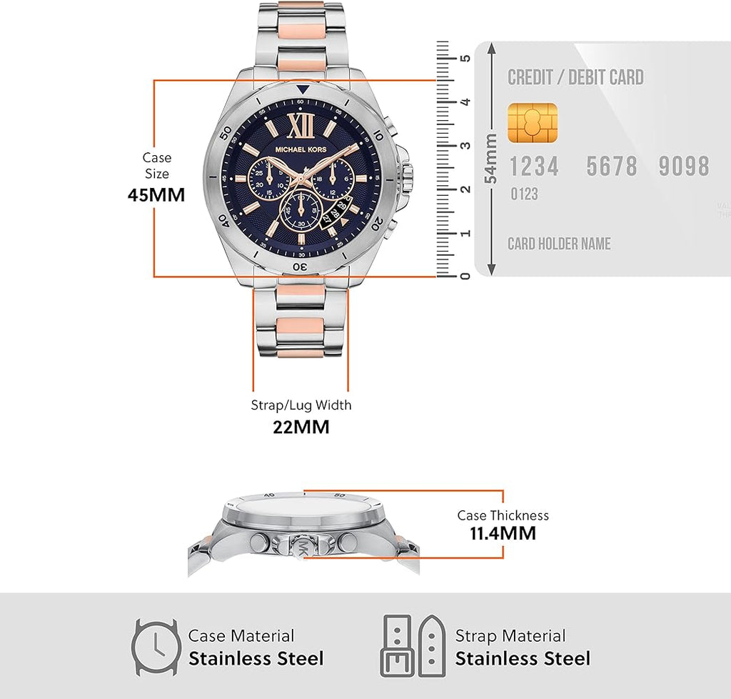 Michael Kors Brecken Chronograph Blue Dial Two Tone Steel Strap Watch For Men - MK9065 Buy Now By Michael Kors