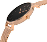 Daniel Wellington Classic Petite Melrose Black Dial Rose Gold Mesh Bracelet Watch For Women - DW00100217 Buy Now By Daniel Wellington