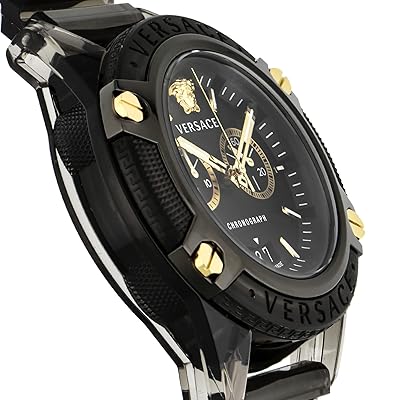 Versace Icon Active Chronograph Black Dial Black Steel Strap Watch for Men - VEZ700421 Buy Now By Versace