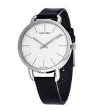 Calvin Klein Even Silver Black Leather Strap Watch for Women - K7B231C6 Buy Now By Calvin Klein