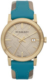 Burberry The City Gold Dial Blue Leather Strap Watch for Women - BU9018 Buy Now By Burberry
