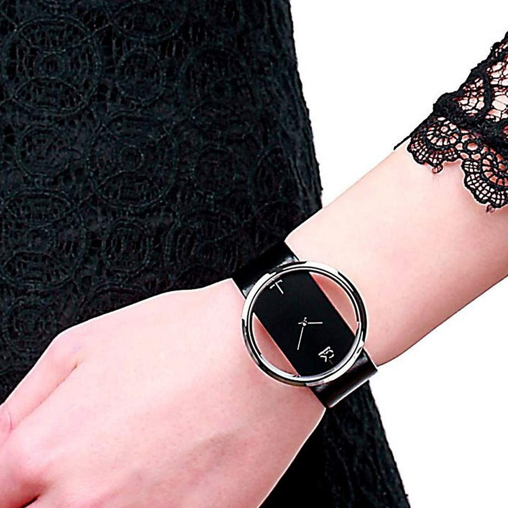 Calvin Klein Glam Transparent Dial Black Leather Strap Watch for Women - K9423107 Buy Now By Calvin Klein