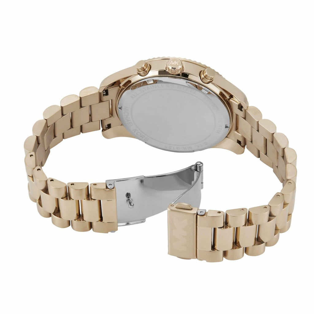 Michael Kors Lexington Chronograph Black Dial Gold Steel Strap Watch for Men - MK9155 Buy Now By Michael Kors