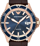 Emporio Armani Pro Planet Three Hand Date Blue Dial Brown Leather Strap Watch For Men - AR11556 Buy Now By Emporio Armani