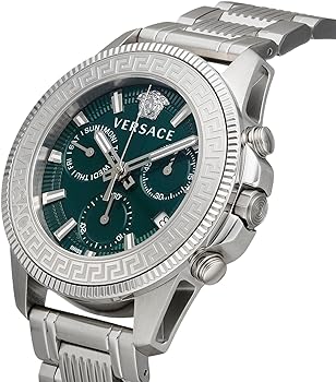 Versace Greca Action Chronograph Quartz Green Dial Silver Steel Strap Watch for Men - VE3J00422 Buy Now By Versace
