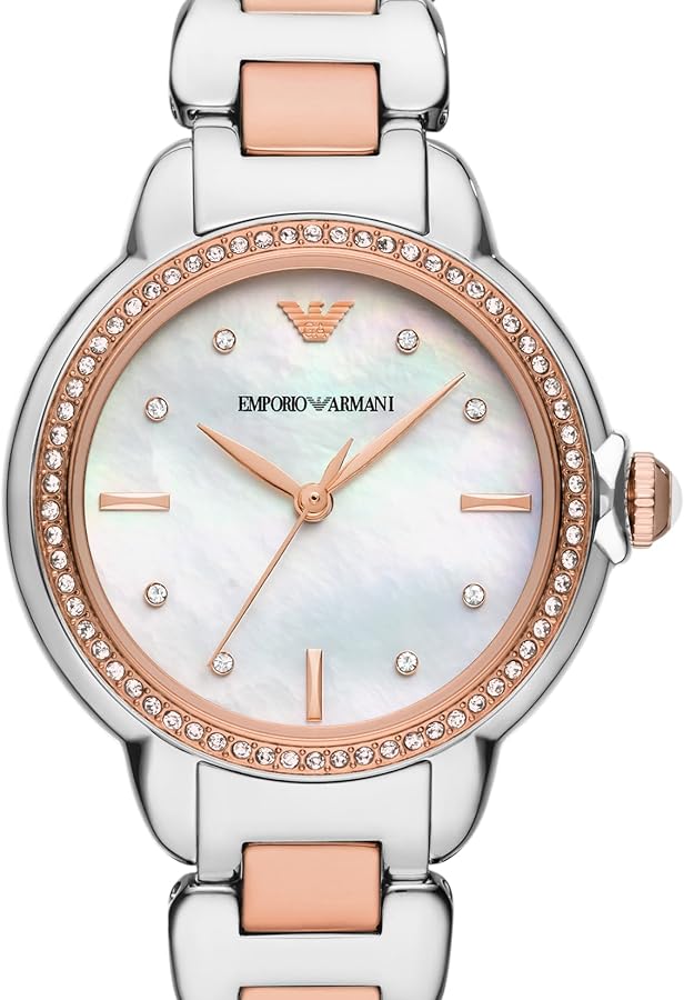 Emporio Armani Three Hand Quartz Mother of Pearl Dial Two Tone Steel Strap Watch For Women - AR11569 Buy Now By Emporio Armani