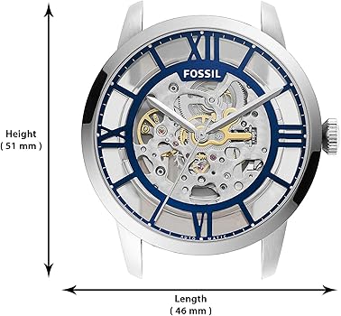 Fossil Townsman Automatic Skeleton Blue Dial Black Leather Strap Watch for Men - ME3200 Buy Now By Fossil