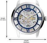 Fossil Townsman Automatic Skeleton Blue Dial Black Leather Strap Watch for Men - ME3200 Buy Now By Fossil