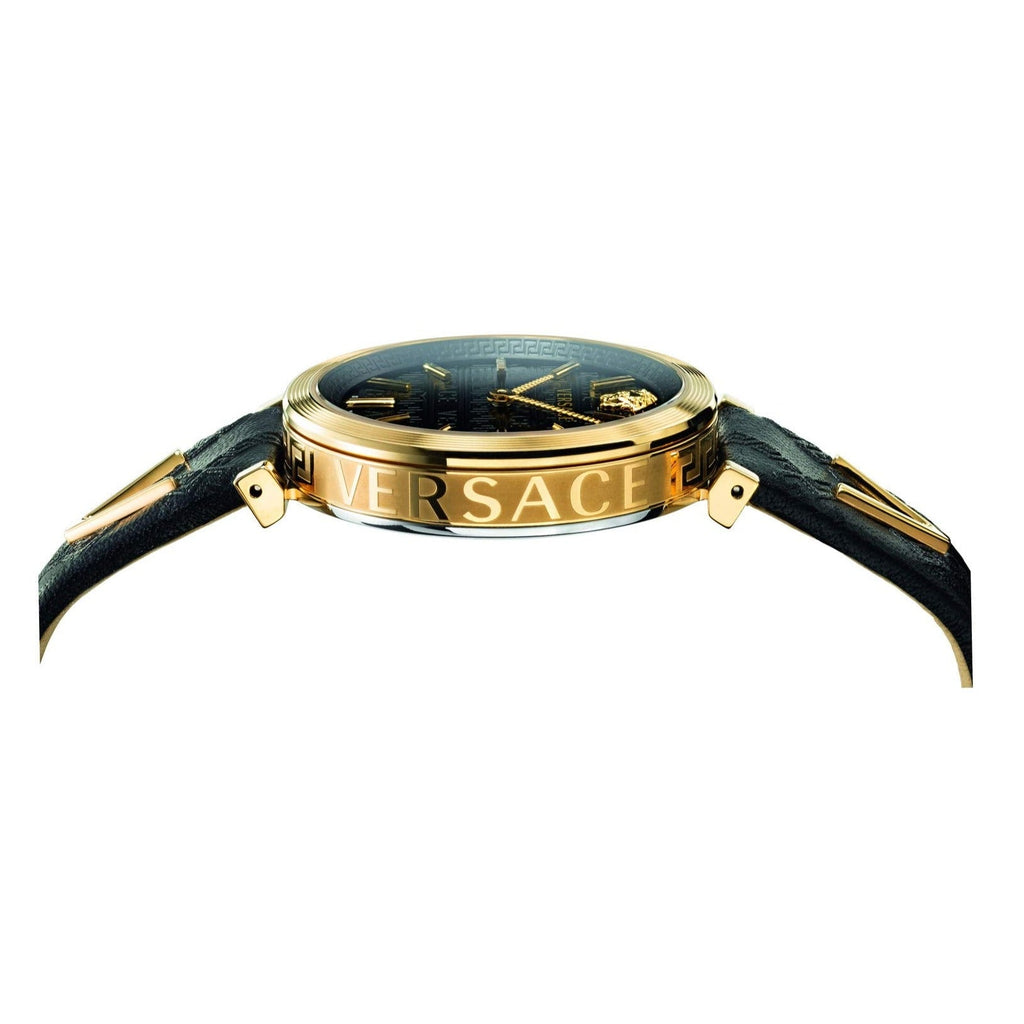 Versace V-Twist Black Dial Black Leather Strap Watch for Women - VELS00619 Buy Now By Versace