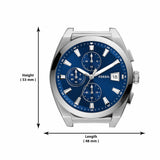 Fossil Everett Chronograph Blue Dial Silver Steel Strap Watch for Men - FS5795 Buy Now By Fossil