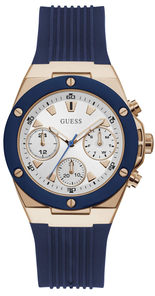Guess Athena White Dial White Dial Blue Rubber Strap Watch For Women - GW0030L5 Buy Now By Guess