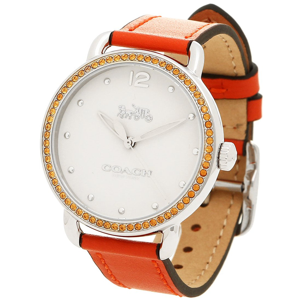 Coach Delancey White Dial Orange Leather Strap Watch for Women - 14502880 Buy Now By Coach