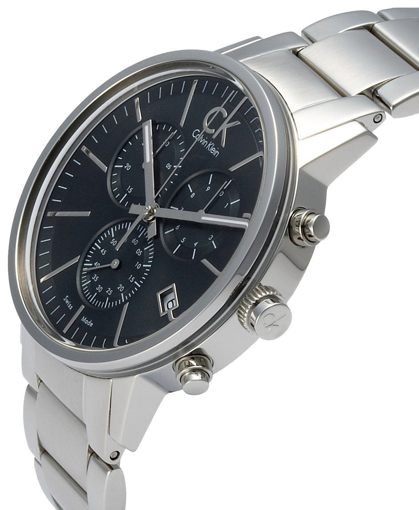 Calvin Klein Post Minimal Chronograph Black Dial Silver Steel Strap Watch for Men - K7627161 Buy Now By Calvin Klein