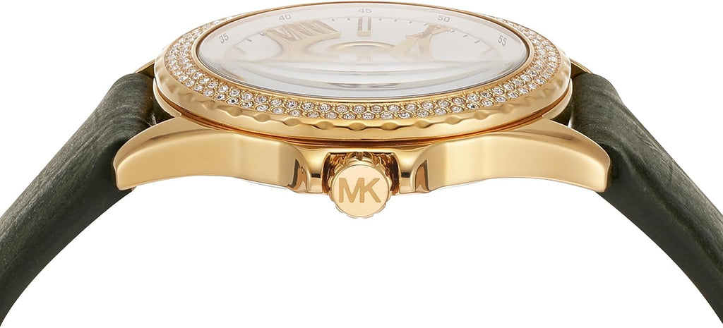 Michael Kors Mini Everest Crystals White Dial Green Leather Strap Watch for Women - MK4720 Buy Now By Michael Kors