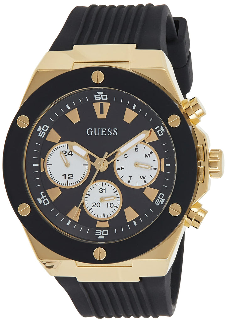 Guess Poseidon Chronograph Black Dial Black Rubber Strap Watch for Men - GW0057G1 Buy Now By Guess