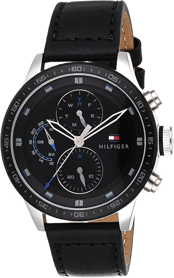 Tommy Hilfiger Trent Chronograph Quartz Black Dial Black Leather Strap Watch For Men - 1791810 Buy Now By Tommy Hilfiger