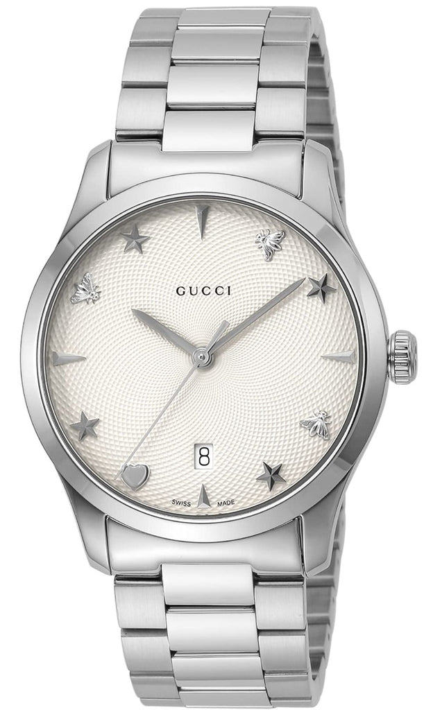 Gucci G Timeless White Dial Silver Steel Strap Watch For Women - YA1264028A Buy Now By Gucci