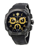 Versace Dylos Chronograph Black Dial Black Rubber Strap Watch for Men - VQC020015 Buy Now By Versace