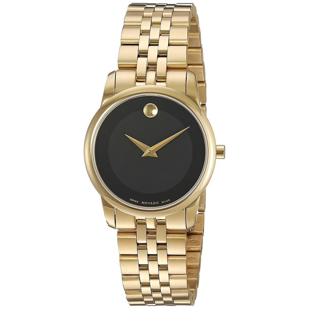 Movado Museum Classic Quartz Black Dial Gold Steel Strap Watch For Women - 0607005 Buy Now By Movado