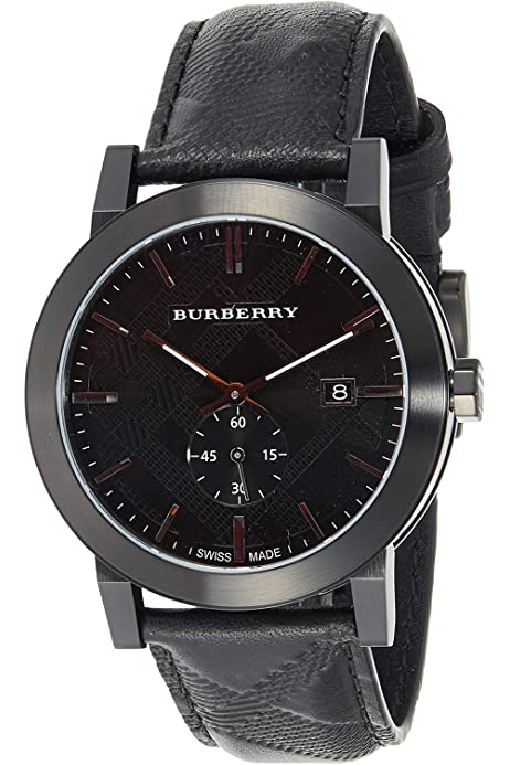 Burberry The City Black Dial Black Leather Strap Watch for Men - BU9906 Buy Now By Burberry
