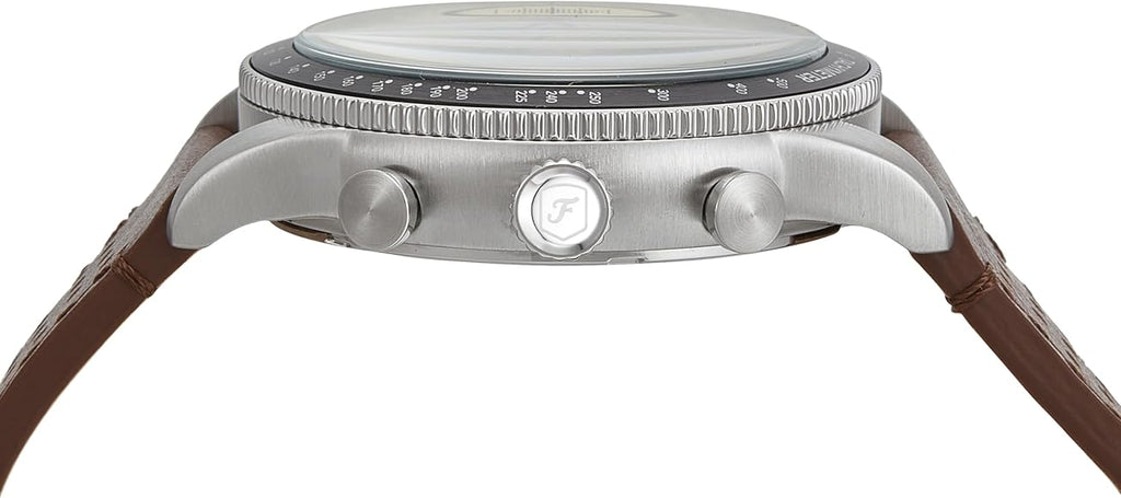 Fossil Sport Tourer Chronograph White Dial Brown Leather Strap Watch for Men - FS6042 Buy Now By Fossil
