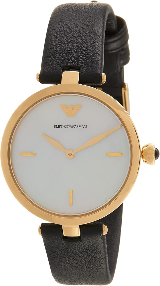 Emporio Armani Arianna Analog Silver Dial Black Leather Strap Watch For Women - AR11200 Buy Now By Emporio Armani