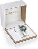 Versace Grace Chronograph Quartz Green Dial Silver Steel Strap Watch For Men - VEZ900121 Buy Now By Versace