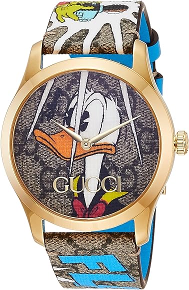 Gucci G Timeless Disney Donald Duck Brown Dial Brown Leather Strap Watch For Women - YA1264167 Buy Now By Gucci