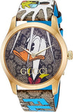 Gucci G Timeless Disney Donald Duck Brown Dial Brown Leather Strap Watch For Women - YA1264167 Buy Now By Gucci