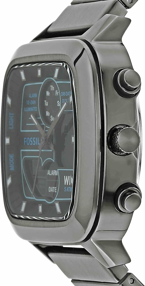 Fossil Retro Analog-Digital Black Dial Grey Steel Strap Watch for Men - FS5892 Buy Now By Fossil