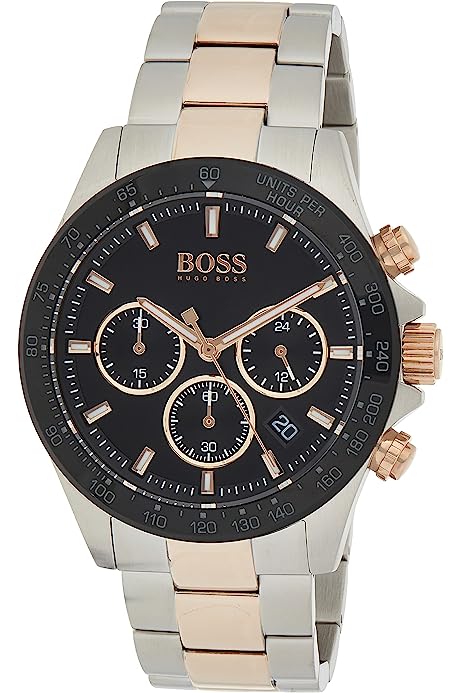 Hugo Boss Here Chronograph Black Dial Two Tone Steel Strap Watch for Men - 1513757 Buy Now By Hugo Boss