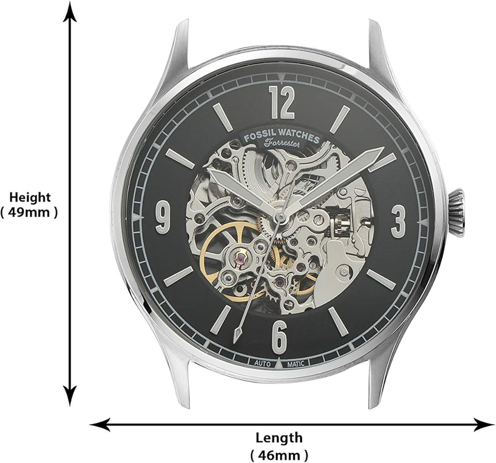 Fossil Forrester Automatic Skeleton Black Dial Silver Steel Strap Watch for Men - ME3180 Buy Now By Fossil