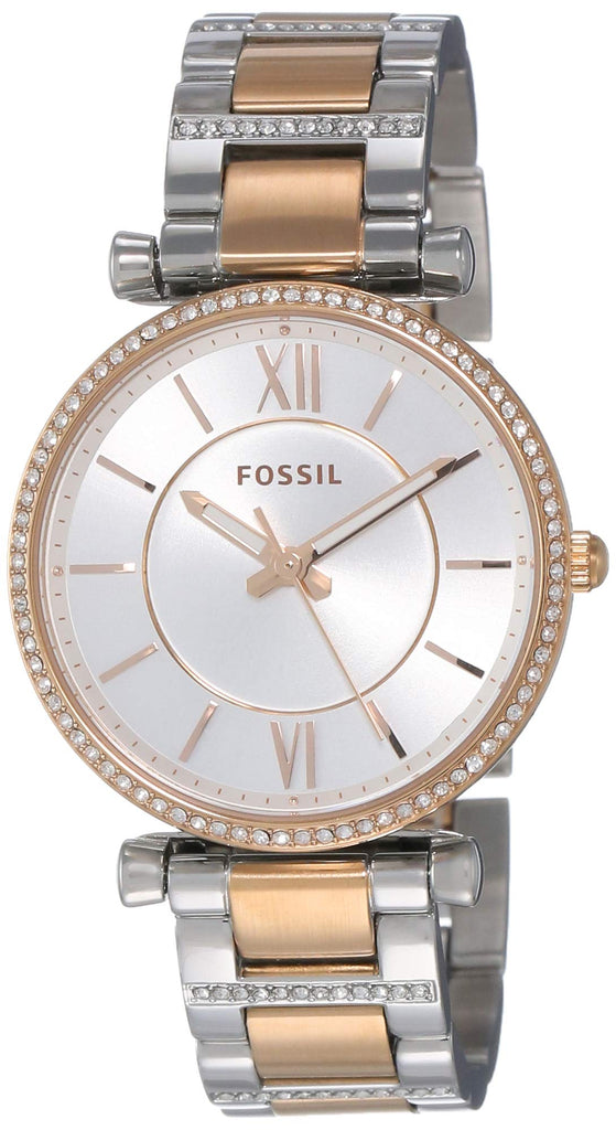 Fossil Carlie Silver Dial Two Tone Steel Strap Watch for Women - ES4342 Buy Now By Fossil