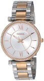 Fossil Carlie Silver Dial Two Tone Steel Strap Watch for Women - ES4342 Buy Now By Fossil