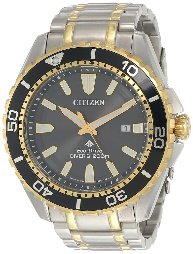 Citizen Eco Drive Promaster Diver Black Dial Two Tone Steel Strap Watch For Men - BN0194-57E Buy Now By Citizen