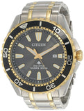 Citizen Eco Drive Promaster Diver Black Dial Two Tone Steel Strap Watch For Men - BN0194-57E Buy Now By Citizen