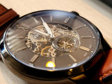Fossil Townsman Automatic Skeleton Black Dial Brown Leather Strap Watch for Men - ME3181 Buy Now By Fossil