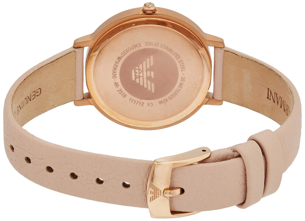 Emporio Armani Kappa Rose Gold & White Dial Beige Nude Leather Strap Watch For Women - AR2510 Buy Now By Emporio Armani