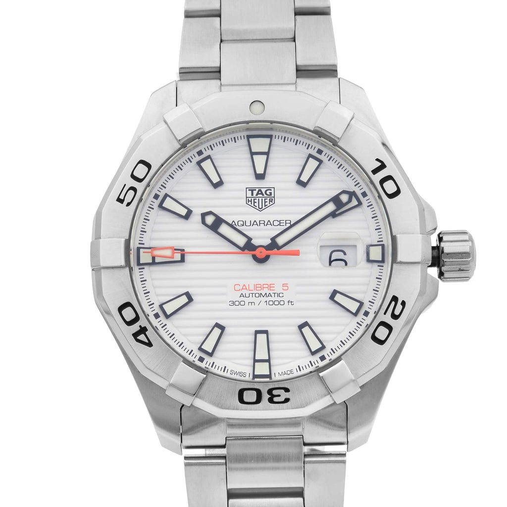 Tag Heuer Aquaracer Calibre 5 Automatic White Dial Silver Steel Strap Watch for Men - WAY2013.BA0927 Buy Now By Tag Heuer