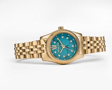 Michael Kors Lexington Three Hand Blue Dial Gold Steel Strap Watch for Women - MK4813 Buy Now By Michael Kors