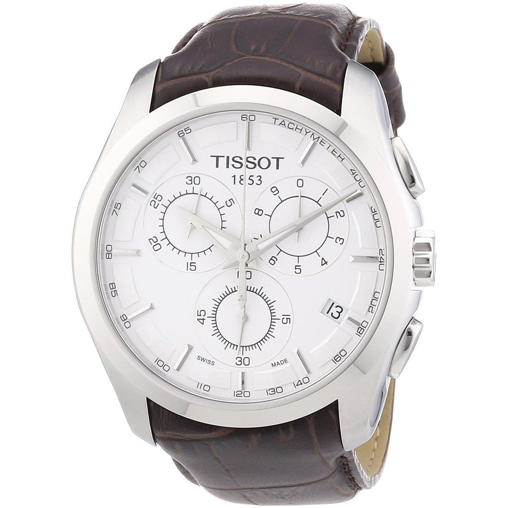 Tissot Couturier Chronograph White Dial Brown Leather Strap Watch For Men - T035.617.16.031.00 Buy Now By Tissot