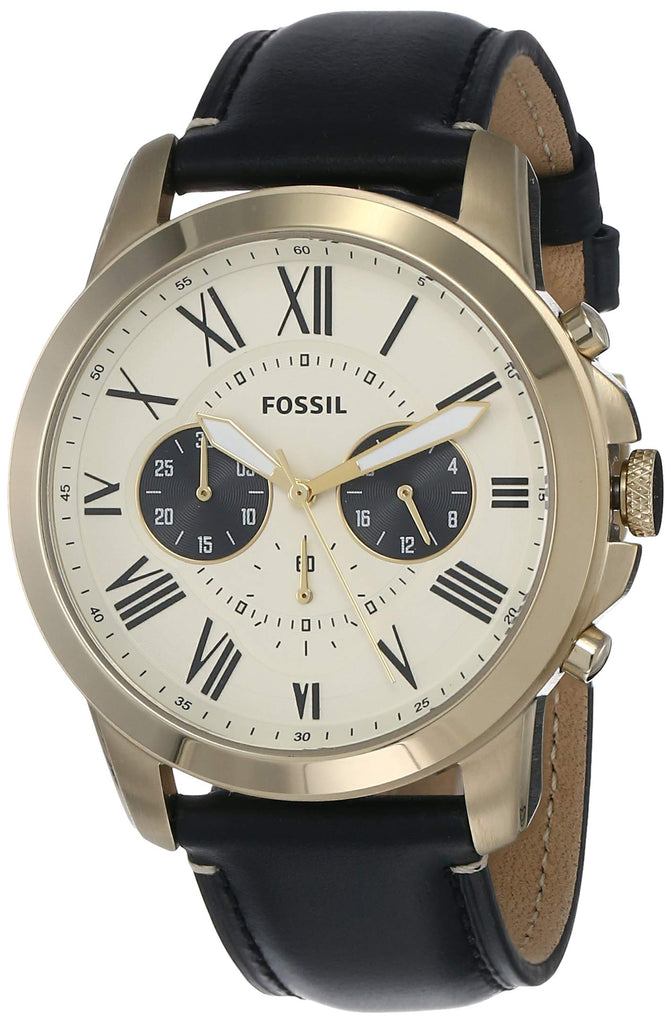 Fossil Grant Chronograph White Dial Black Leather Strap Watch for Men - FS5272 Buy Now By Fossil