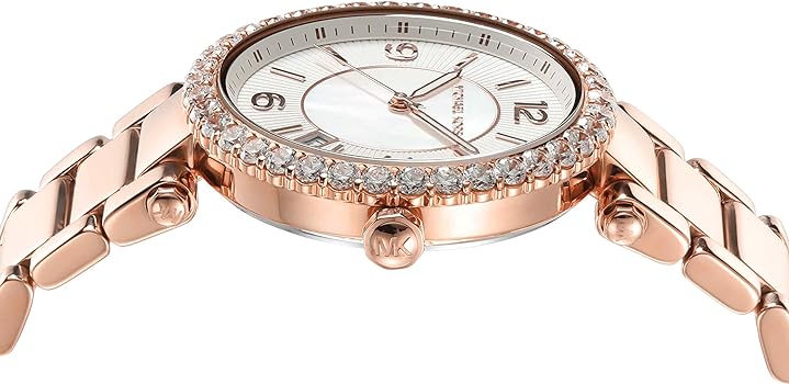 Michael Kors Parker Three-Hand Mother of Pearl White Dial Rose Gold Steel Strap Watch For Women - MK4695 Buy Now By Michael Kors