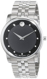 Movado Museum Diamonds Black Dial Silver Steel Strap Watch For Men - 606878 Buy Now By Movado