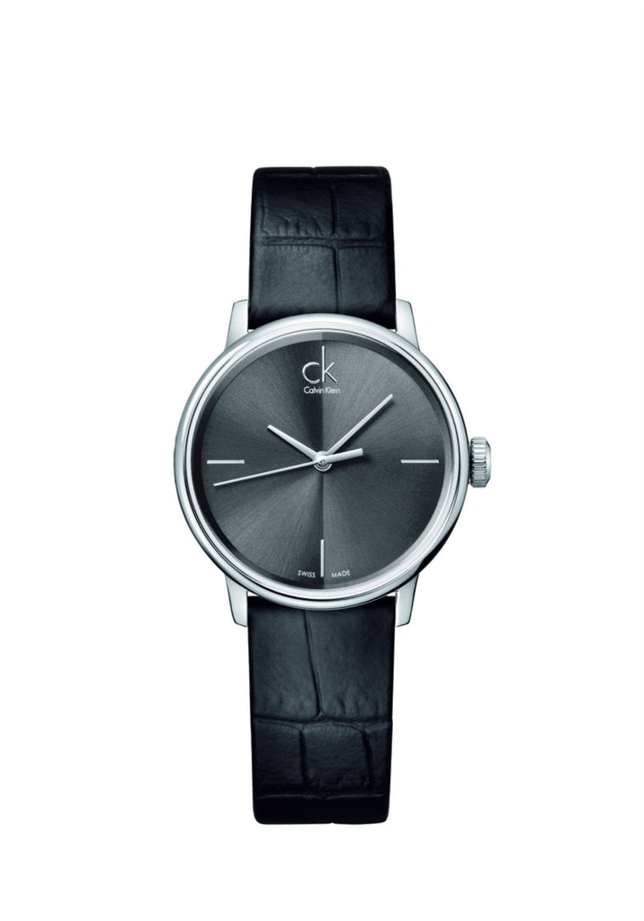 Calvin Klein Accent Black Dial Black Leather Strap Watch for Women - K2Y2Y1C3 Buy Now By Calvin Klein