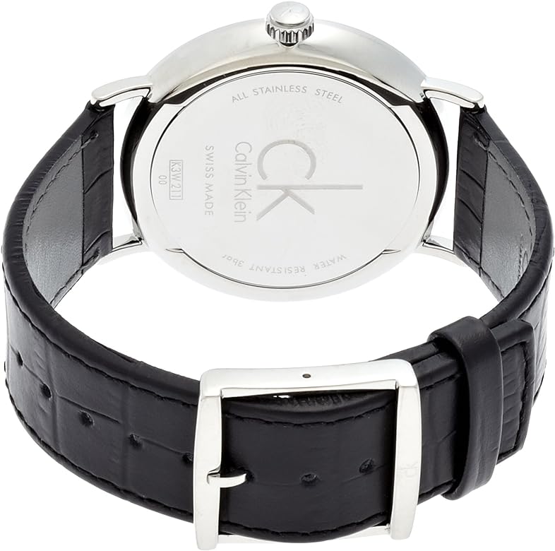 Calvin Klein Surround Silver Dial Black Leather Strap Watch for Men - K3W211C6 Buy Now By Calvin Klein