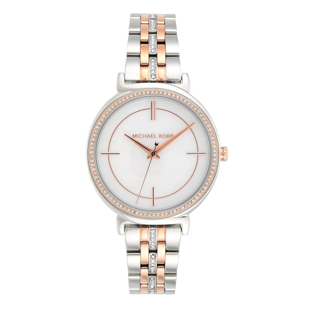 Michael Kors Cinthia Mother of Pearl Dial Two Tone Steel Strap Watch For Women - MK3831 Buy Now By Michael Kors
