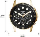 Fossil FB-01 Chronograph Black Dial Gold Steel Strap Watch for Men - FS5836 Buy Now By Fossil