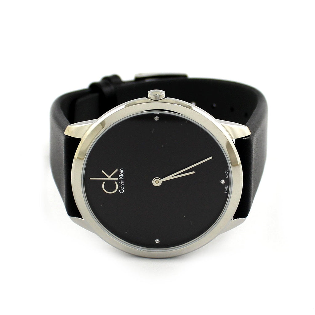 Calvin Klein Minimal Black Dial Black Leather Strap Watch for Men - K3M221CS Buy Now By Calvin Klein