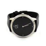 Calvin Klein Minimal Diamonds Black Dial Black Leather Strap Watch for Men - K3M211CS Buy Now By Calvin Klein